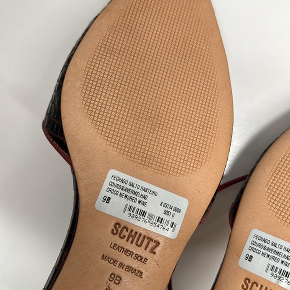 Schutz Neida Flats Lace Up D'Orsay Shoes Crocodile Embossed Red New Size 9 - Picture 9 of 10